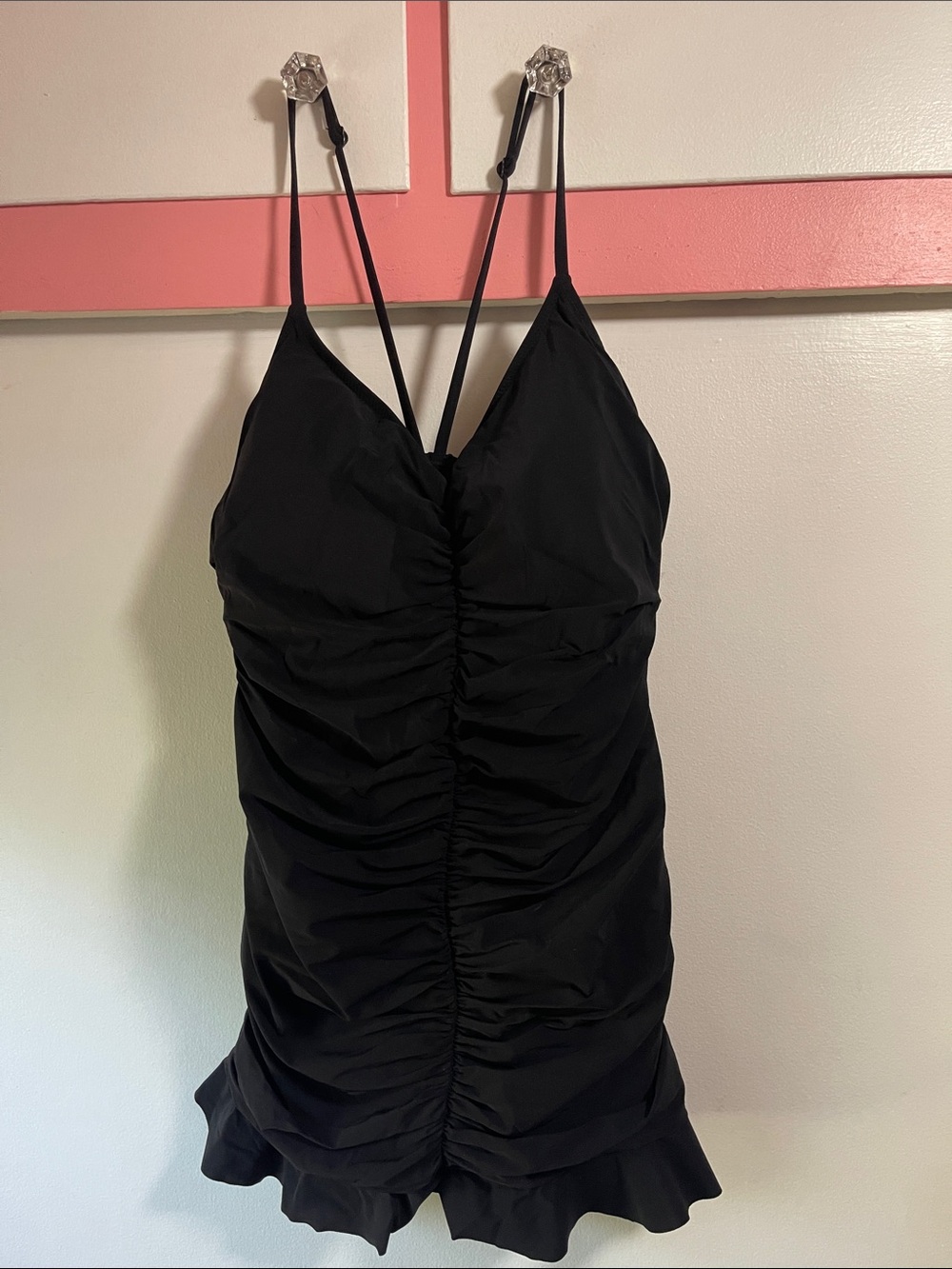 Profile by Gottex Black Ruched Strappy Women's Slimming One Piece Swimsuit